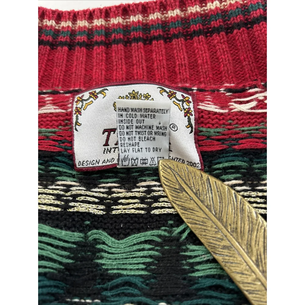 Tiara International Womens Sweater Cardigan Zip Up Red Winter Christmas Medium - Picture 6 of 8